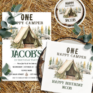 One Happy Camper Kids Birthday  Invitation