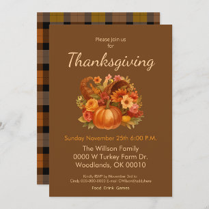 Fall Harvest Plaid And Cornucopia  Bath Towel Set