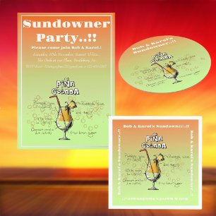 Sundowner Pina Colada Cocktail Party Invitation