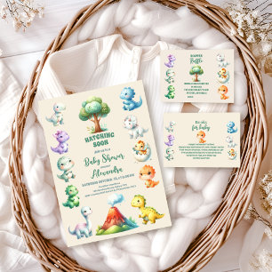Dinosaur Egg Cute Watercolor Baby  Diapper Raffle Enclosure Card