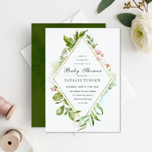 Wild Floral Green Foliage Wedding Reception Invitation