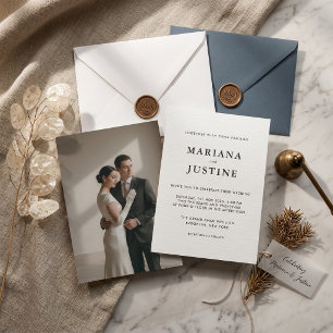 Editorial Minimalist Winter Wedding Photo Layout  Invitation