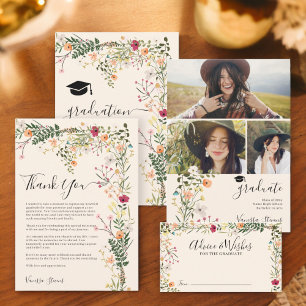Bohemian wildflowers advice wishes graduation enclosure card