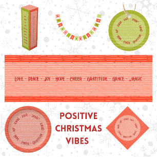 Red and Green Positive Christmas Vibes Christmas Ceramic Tree Decoration