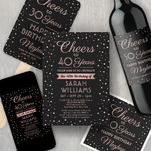 Cheers Any Year Birthday 2 Photo Pink and Black Banner