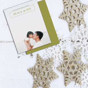 Christmas Peace and Joy Minimalist Holiday Photo Card