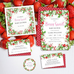 Strawberry Berry Sweet Square Baby Shower Invitation