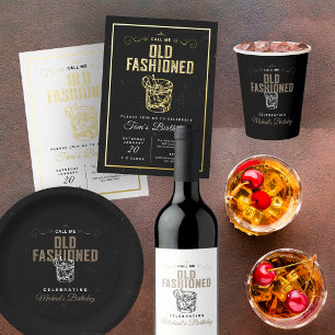 Call Me Old Fashioned Cocktail Birthday Party Gold