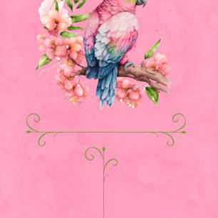 Trendy Cute Parrot Bird Pink Girl Baby Shower Invitation