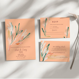 Modern Peach Photo Wedding Invitation