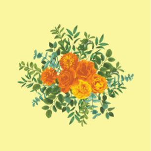 Orange & Light Yellow Peony Rose Information Invitation