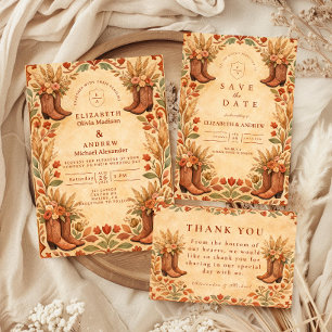 Boho Western Garden Wedding Invitation