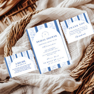 Blue Ivory Garden Floral Bridal Shower Napkin