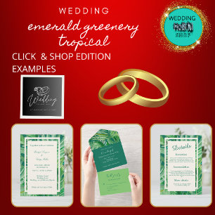 emerald greenery tropical wedding napkin