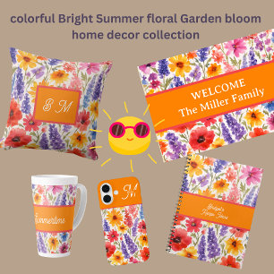 colorful Bright Summer floral Garden bloom Cushion