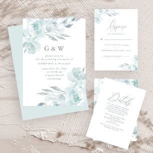 Beautiful Blue with Calligraphy Wedding Invitation