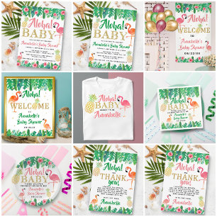 Tropical Summer Beach Luau Boys Baby Shower Diaper Enclosure Card