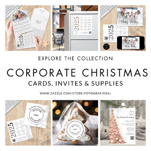 Corporate Logo QR Code Any Colour Merry Christmas  Holiday Card