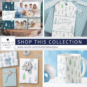 Modern Winter Christmas Forest Trees Personalised Apron