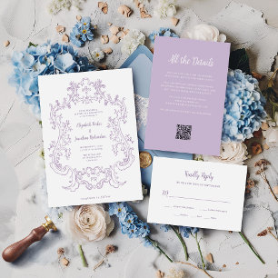 Regal Lavender   Wedding Meal Choice RSVP Card