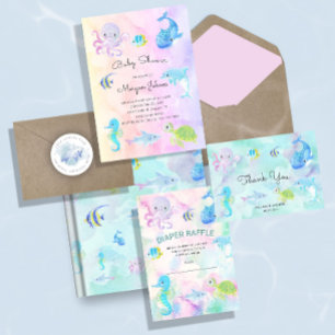 Cute Under the Sea Diaper Raffle Ticket Card