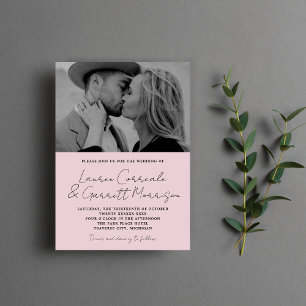 True Simplicity 3 Modern Stone Grey Photo Wedding Invitation