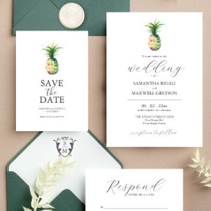 Tropical Destination Wedding Invitations Pineapple