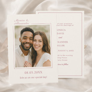 Ivory rose gold wedding response RSVP Card