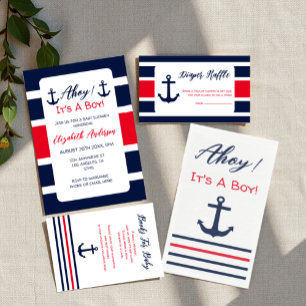 Ahoy It's A Boy! Nautical Baby Shower Invitation