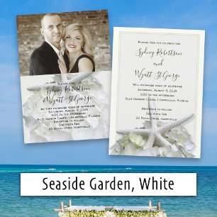 Seaside Garden White Starfish Hydrangea Wedding In Invitation