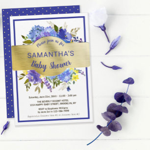 Elegant Purple Floral Gold Baby Shower Welcome Banner