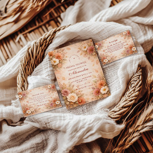 Warm Autumn Floral Bridal Shower Invitation