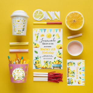 Watercolor Yellow Lemonade 1st Birthday Party Invitation