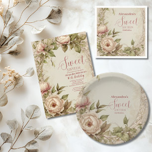 Soft Pastel Floral Watercolor Sweet 16 Invitation