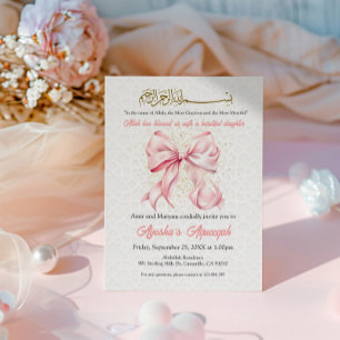 Pink Bow Aqeeqah Invitation