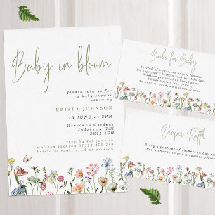 Watercolor Wild Flowers Books for Baby Enclosure Card
