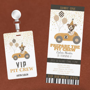 Race Car Dog Boys Second Birthday Party Invitation