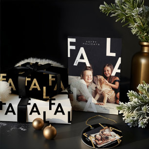 FA LA LA Bold Letters Modern Minimal Black & White Wrapping Paper Sheet