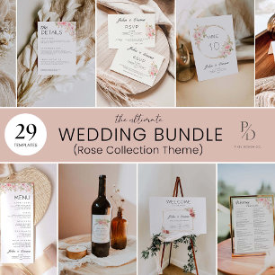 Rose Wedding Unplugged Ceremony  Sign, Invitation