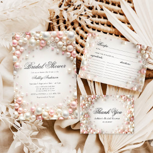 Elegant Pearls Bridal Shower Recipe Card