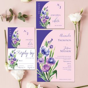  Purple Floral Blush Elegant Wedding Save the Date