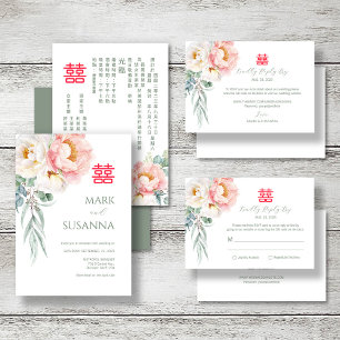 Chinese Double Happiness All in One Wedding Invite
