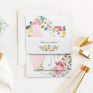 Modern Oval Frame Pastel Blush Floral Wedding Invitation