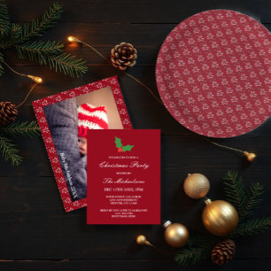 Fa La La Festive Holly Christmas Invitation