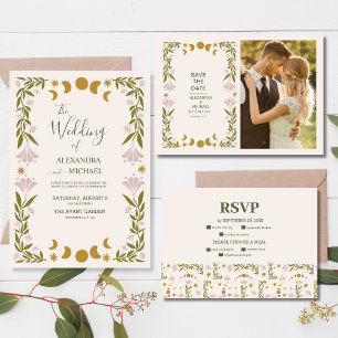 Photo Vintage Mystical Botanical Wedding Save The Date
