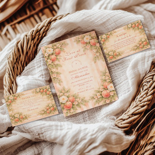 Peach Blossom Romance Bridal Shower Invitation