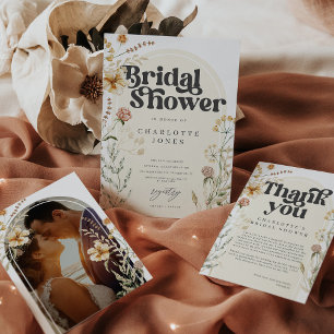 Little Wildflower Boho Arch Baby Girl 1st Birthday Invitation