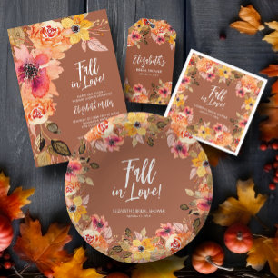 Flowers on Black Bridal Shower Invitations