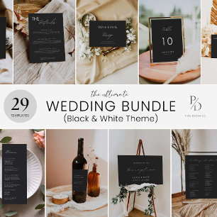 Black Wedding In Loving Memory Sign, Invitation