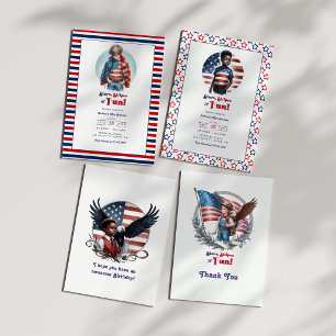 Stars, Stripes & Fun Patriotic Boy Birthday Party Invitation